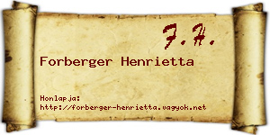 Forberger Henrietta névjegykártya