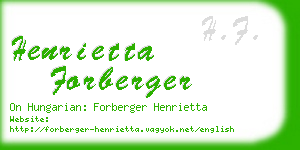 henrietta forberger business card